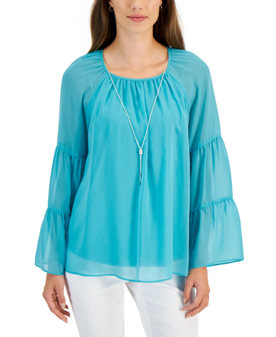 Jm Collection Women's Solid Tiered Necklace Top, Created For Macy's In Seascape