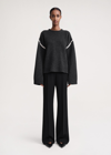 Totême Toteme Sweater With Contrast Embroideries In Grey Melange