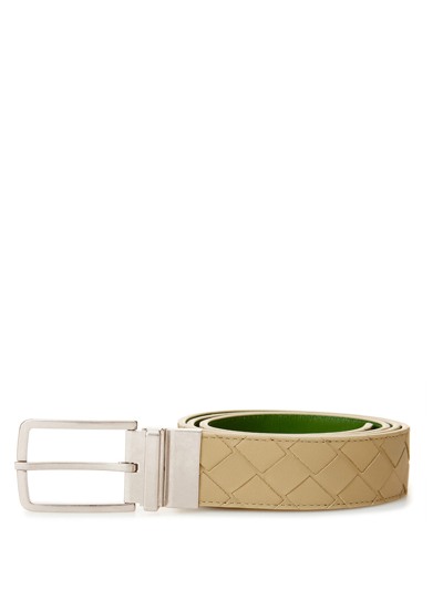 Bottega Veneta Dove Grey Leather Intreccio Belt