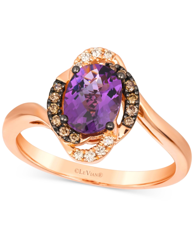 Le Vian Cinnamon Citrine (1-1/8 Ct. T.w.) & Diamond (1/8 Ct. T.w.) Halo Twist Ring In 14k Gold (also Availab In Amethyst,rose Gold
