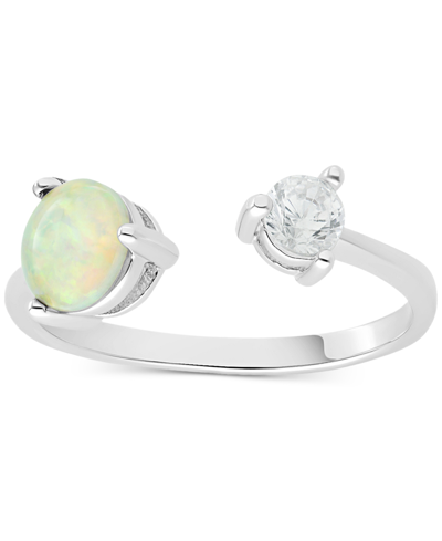 Giani Bernini Simulated Opal & Cubic Zirconia Cuff Ring In Sterling Silver, Created For Macy's