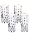 LORREN HOME TRENDS MARILYN GOLD-TONE HIGH BALL TUMBLERS, SET OF 4
