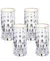 Lorren Home Trends Marilyn Gold-tone High Ball Tumblers, Set Of 4 In Gold