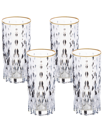 Lorren Home Trends Marilyn Gold-tone High Ball Tumblers, Set Of 4