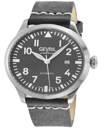 Gevril Men's Vaughn Gray Leather Watch 44mm