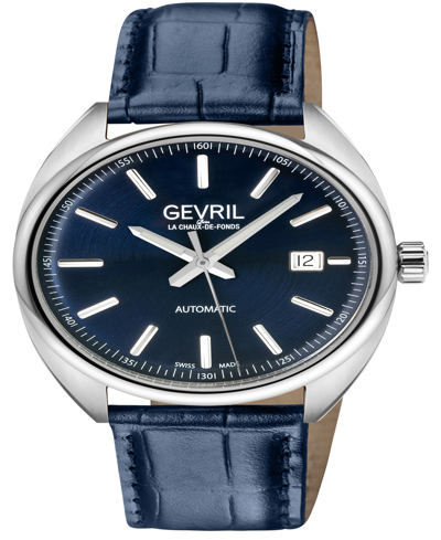 Gevril Men's Five Points Blue Leather Watch 40mm