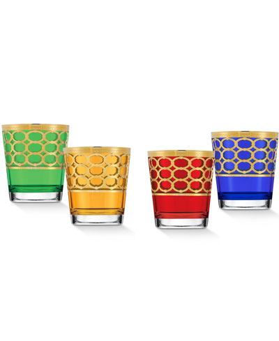 Lorren Home Trends Multicolor Double Old Fashion With Gold-tone Rings, Set Of 4