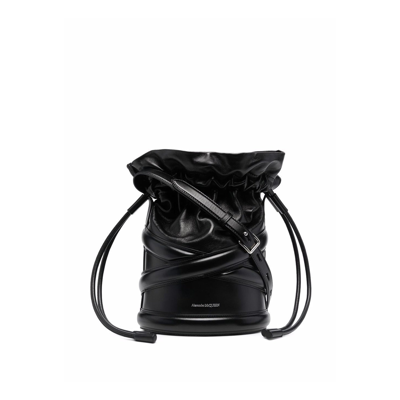 Alexander Mcqueen The Soft Curve Leather Bucket Bag In Black