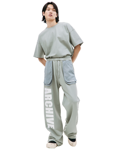 B1archive Wide Leg Sweatpant In Green