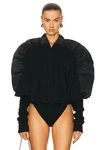 Rick Owens Duvetessa Mixed Media Crop Jacket In Black