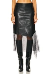 Helmut Lang Lace-trimmed Leather Skirt In Black