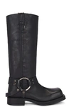 Acne Studios Leather Buckle Boots In Black