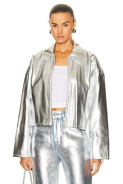Staud Silver Lennox Faux-leather Jacket
