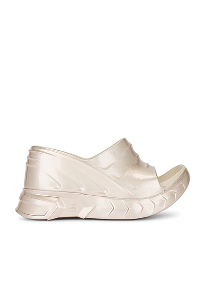 Givenchy Women's Marshmallow Wedge Sandals In Laminated Rubber In Dusty Gold