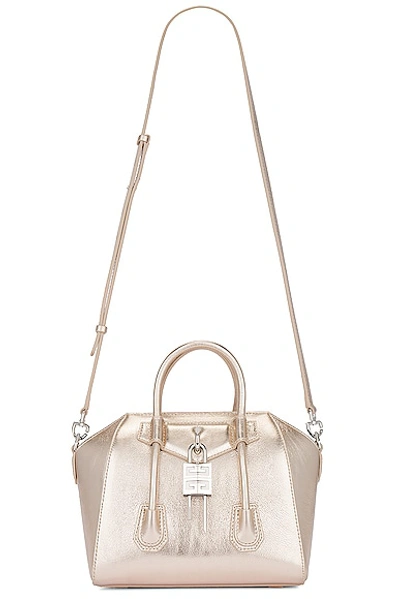 Givenchy Women's Mini Antigona Lock Top Handle Bag In Laminated Leather In Gold