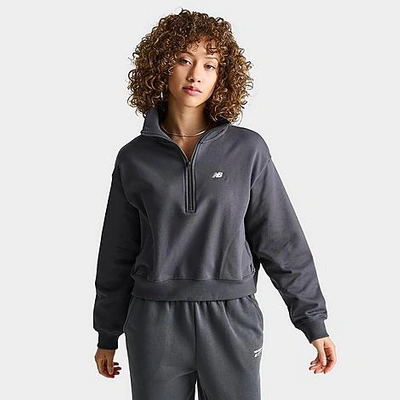 New Balance Women's Athletics Remastered French Terry Quarter-zip Jacket In Black