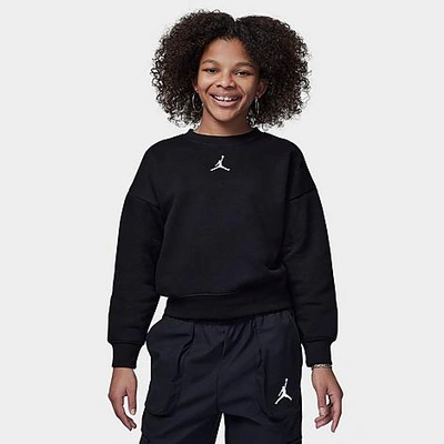 Nike Kids' Jordan Girls' Icon Play Oversized Crewneck Sweatshirt In Black