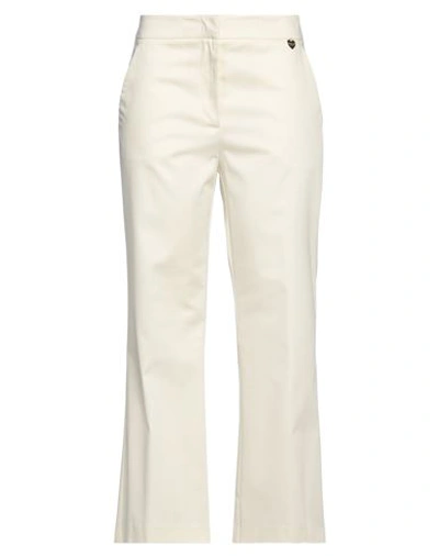 Twinset Woman Pants Ivory Size 4 Cotton, Modal, Elastane In White