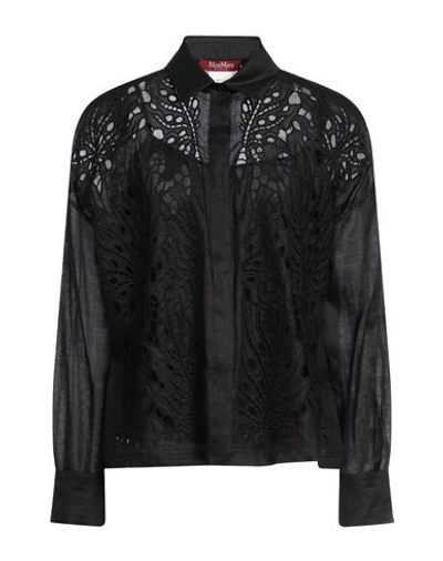 Max Mara Studio Woman Shirt Black Size 10 Ramie, Polyester
