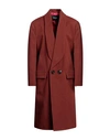 Dsquared2 Double Breasted Drop Shoulder Coat With Half-belt In Red