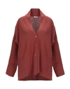 Rossopuro Woman Cardigan Rust Size S Wool, Cashmere In Red