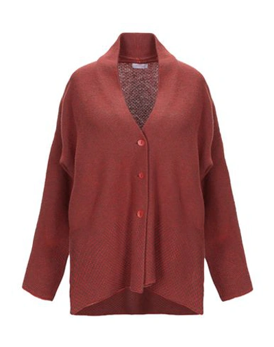 Rossopuro Woman Cardigan Rust Size S Wool, Cashmere In Red