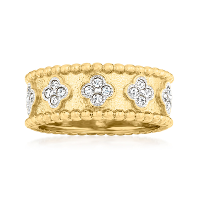 Ross-simons Diamond Clover Ring In 18kt Gold Over Sterling In White