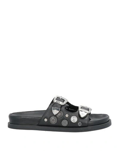 Strategia Woman Sandals Black Size 9 Leather