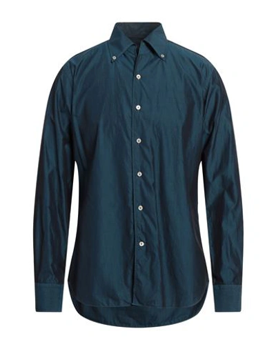 Alessandro Gherardi Man Shirt Deep Jade Size 16 Cotton In Green