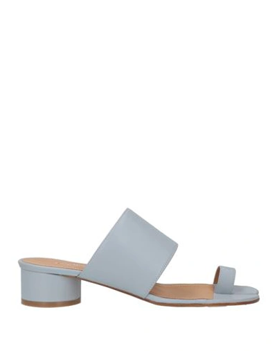 Maison Margiela Woman Thong Sandal Pastel Blue Size 9 Soft Leather In Blue