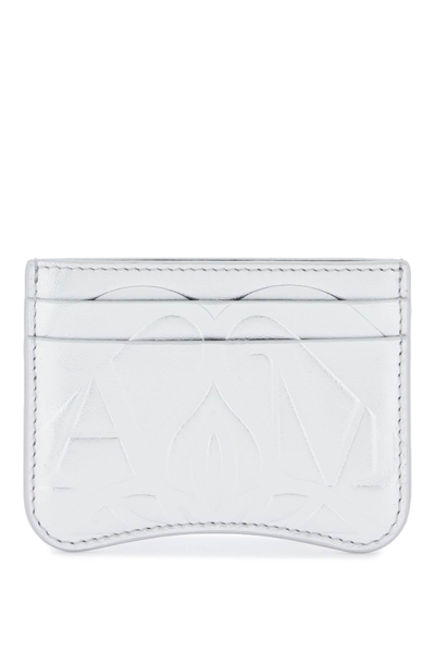 Alexander Mcqueen The Seal Leather Cardholder In Silver