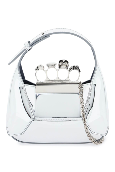 Alexander Mcqueen The Jewelled Hobo Mini Bag Women In Silver