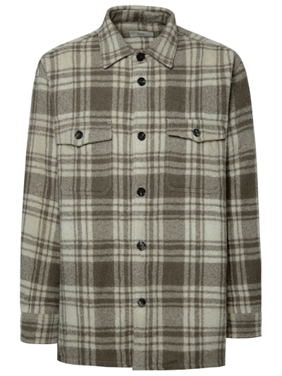 Ami Alexandre Mattiussi Two-tone Wool Shirt In Green