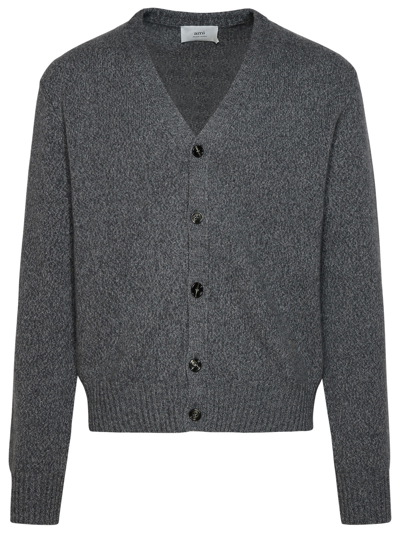 AMI ALEXANDRE MATTIUSSI AMI PARIS GREY CASHMERE CARDIGAN MAN