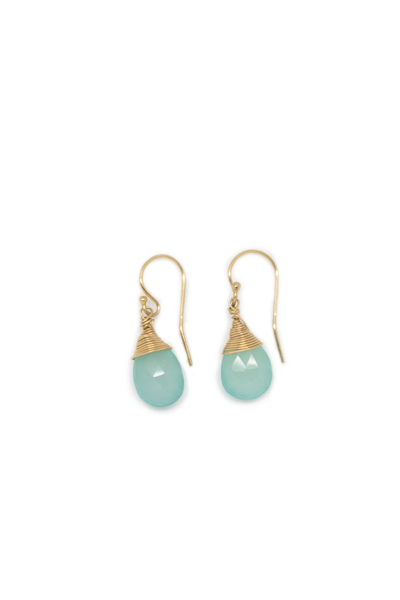 A Blonde And Her Bag Jill Short Drop Earring In Chalcedony In Green