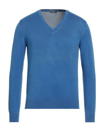 Rossopuro Man Sweater Blue Size 3 Cotton