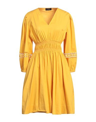 Clips Woman Midi Dress Yellow Size L Cotton, Polyamide, Elastane