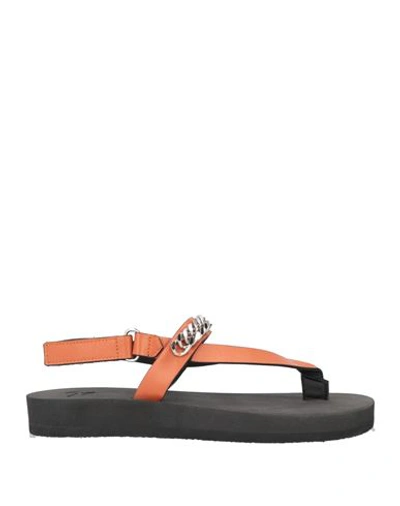 Giuseppe Zanotti Woman Thong Sandal Orange Size 6 Soft Leather