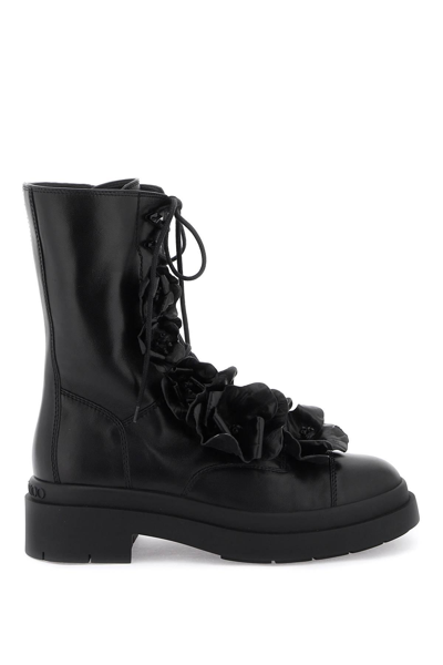 JIMMY CHOO JIMMY CHOO NARI FLOWERS FLAT COMBAT BOOTS