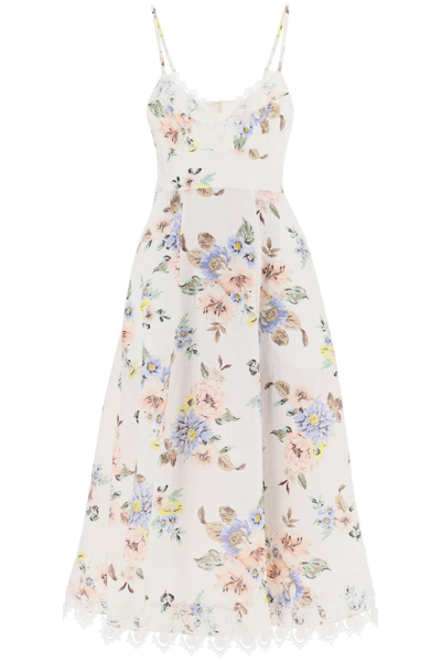 Zimmermann Floral Printed Picnic Midi Dress In White