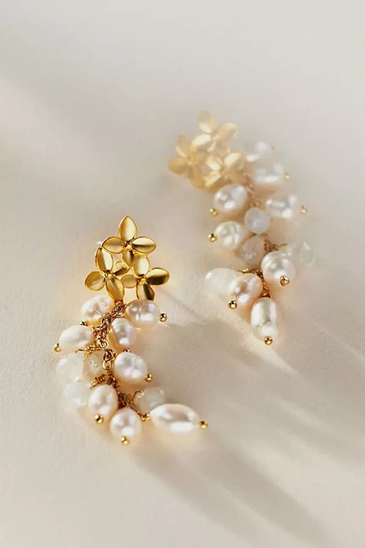 Theia Adelina Pearl & Quartz Cluster Earrings In Gold
