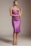 Bhldn Emery Square-neck Stretch Satin Midi Dress In Purple