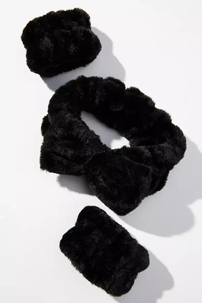 By Anthropologie Faux Fur Bow Headband In Black