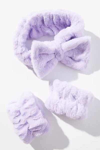 By Anthropologie Faux Fur Bow Headband In Purple