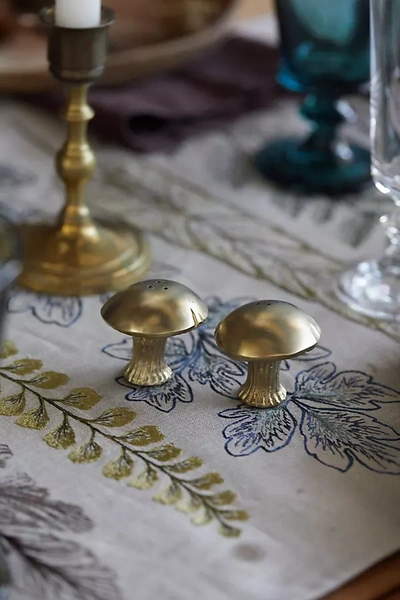 Terrain Mushroom Salt + Pepper Shakers In Gold