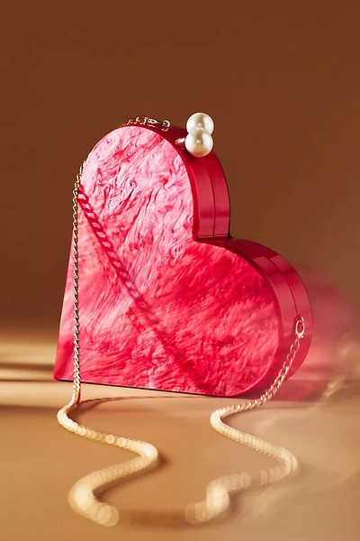 Rae Of Light Acrylic Heart Bag In Red
