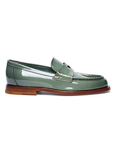 Santoni Women's Airglow Patent Leather Penny Loafers In Green