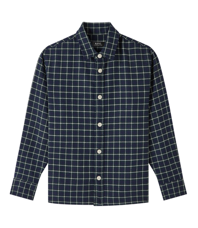 Apc Bobby Overshirt In Iak - Dark Navy Blue