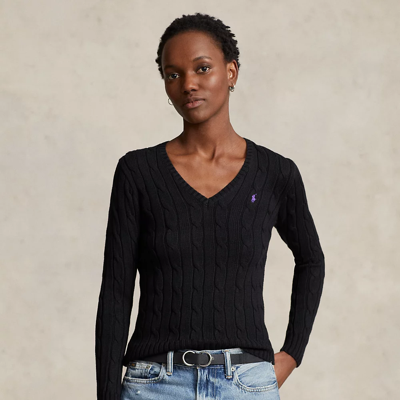 Polo Ralph Lauren Logo-embroidered Cable-knit Sweater In Polo Black