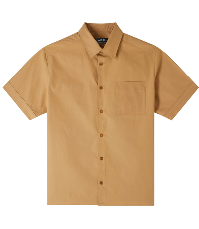 Apc Tan Ross Shirt In Brown